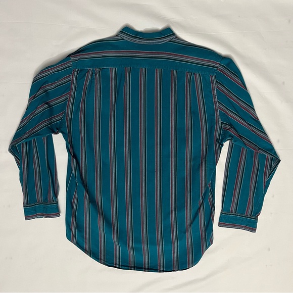 Vintage Men’s Oskkosh B’Gosh Striped Teal Shirt Size Large - Picture 13 of 16